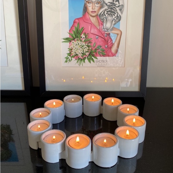 IKEA interlocking white ceramic candle holder! Varmeljushallare Ehlen Johansson - Picture 6 of 12